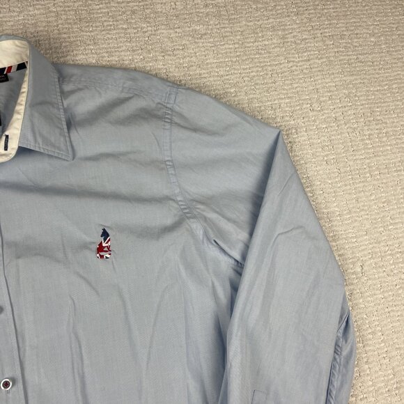 Thomas Pink Shirt Mens Special Edition Long Sleeve Blue Union Jack Logo Size XXL - Picture 4 of 16